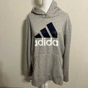 adidas Grey Hoodie with Navy and White Logo